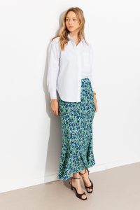 Jupe évasée imprimée Femme – Imprimé bleu